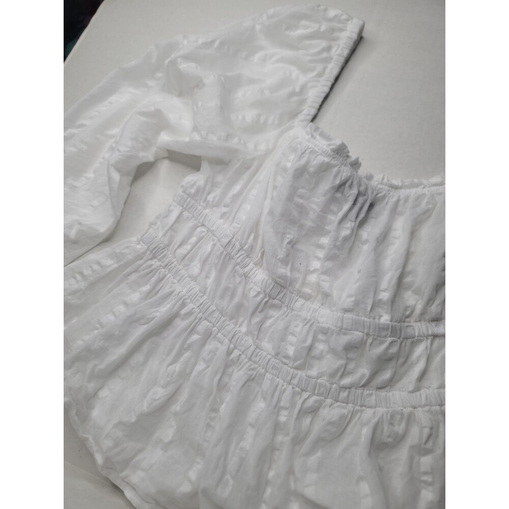 J.Crew White Cotton Blouse Women’s Puff Sleeve Square Neck Cottagecore Top Large - Picture 7 of 11